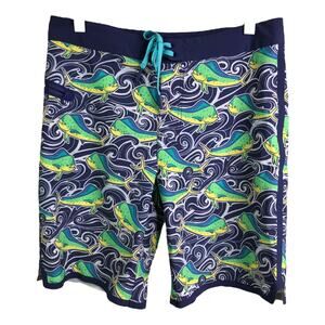 Vineyard Vines Board Shorts Men 30 Dolphin Fish Wave Laser Cut Board Shorts $145